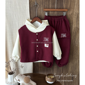 D14 Boys’ Spring and Autumn Children’s Workwear Jacket Two-Piece Set Patchwork Cotton Chinese Style Cool Baby Outfit