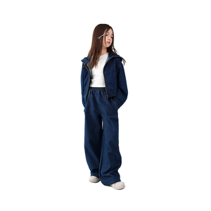 2025 New Autumn/Winter Trendy Korean-Style Denim Two-Piece Outfit for Girls Older  Hip Hop/Casual/Cute Pattern Solid Color