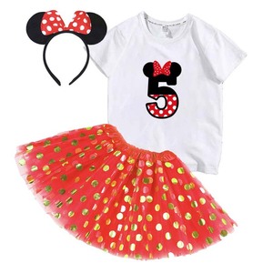 New Top Seller Summer Cute Cartoon Pattern 2-8 Years Girls Baby Girl  Birthday With Headband MBGO-004